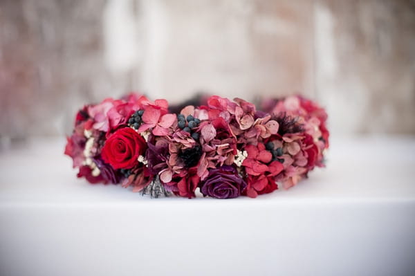 Red flower bridal headpiece