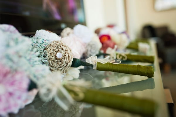 Row of wedding bouquets