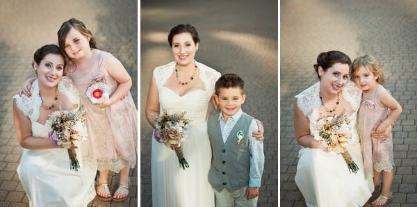 Bride with flower girls and pageboy