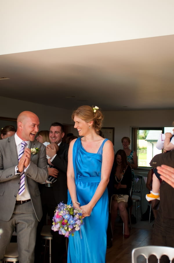 Bride laughing