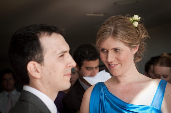 Bride and groom in wedding ceremony