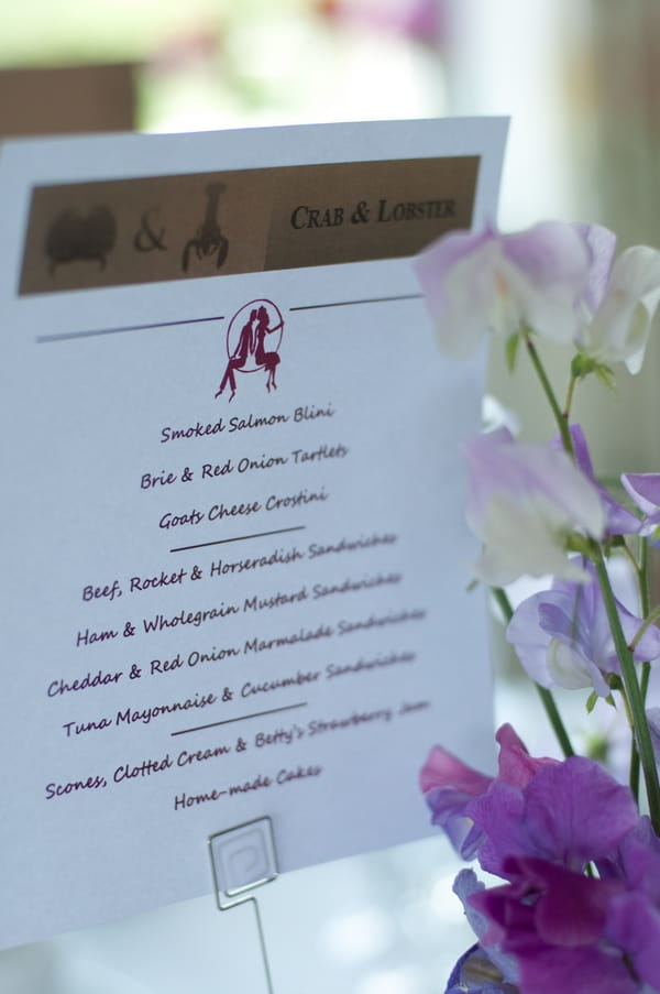 Wedding menu