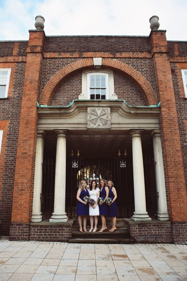Bride and bridesmaids outside Islington Town Hall