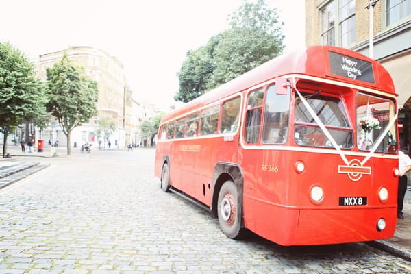 Red London bus for wedding
