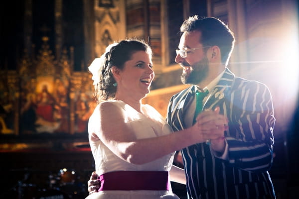 Bride and groom dancing