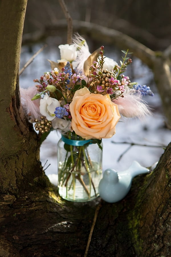 Jar of wedding flowers