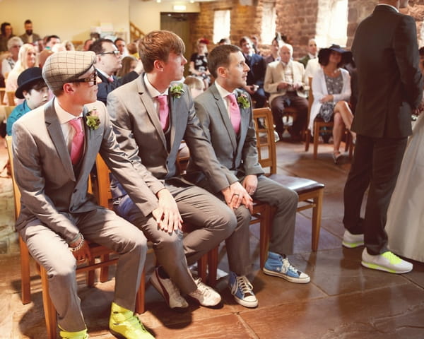 Groomsmen wearing trainers