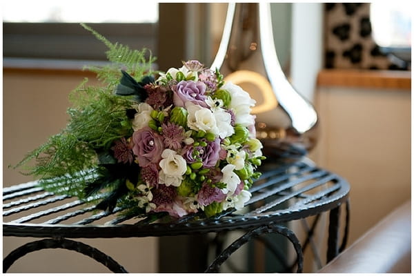 Bridal bouquet on table