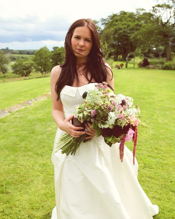 Bride holding large bouquet