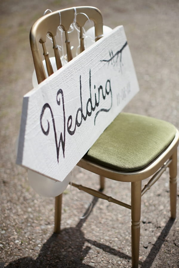 Wedding sign on chair