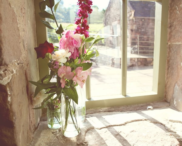 Windowsill with wedding flowers