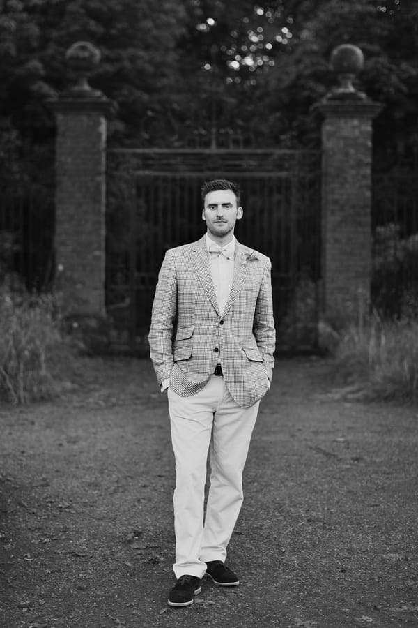 Black and white picture of vintage groom