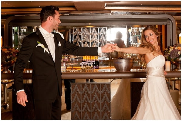 Bride and groom dancing