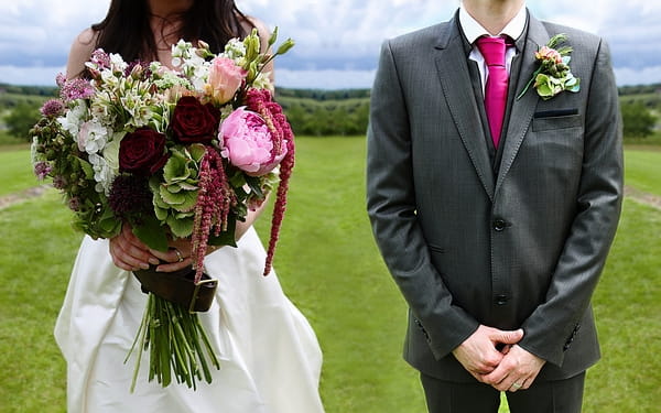 Bride and groom's bodies