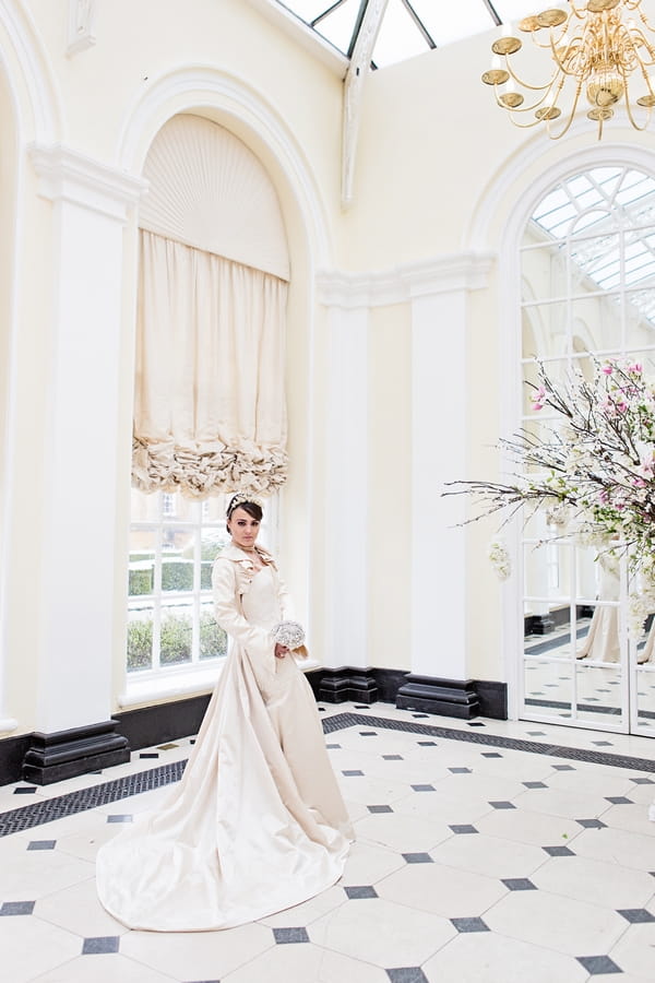 Bride standing in Blenheim Palace