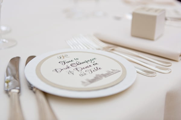 Wedding plate on table