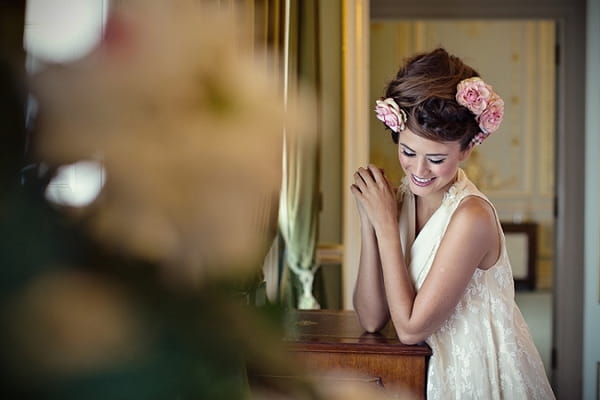 Flowers in bridal updo