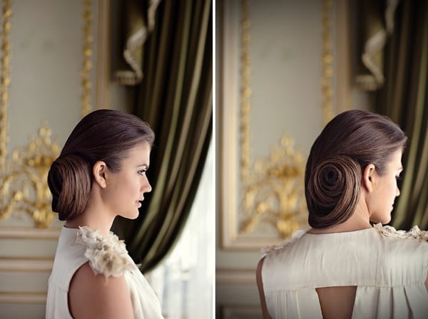 Side and back of low bun hairstyle