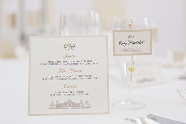 Menu and place name card