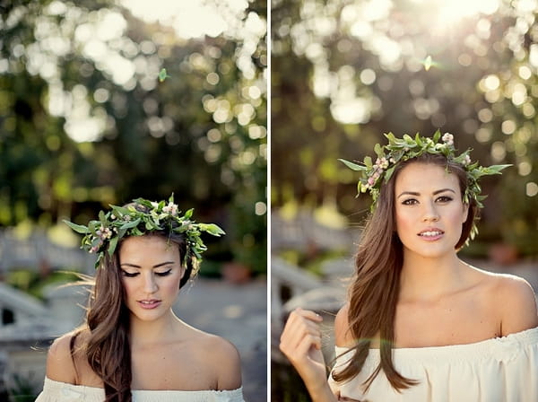 Bride with hair down and flower crown