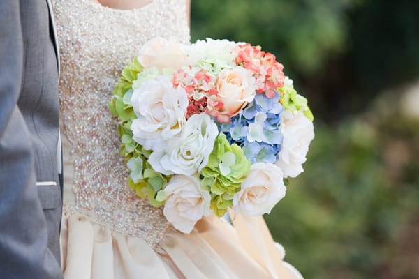 Pastel coloured bridal bouquet
