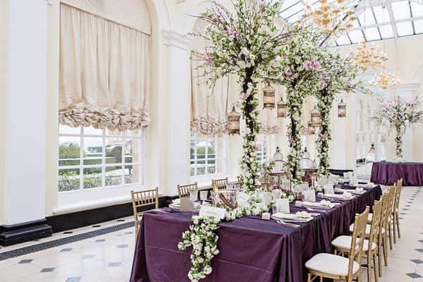 Purple themed wedding table