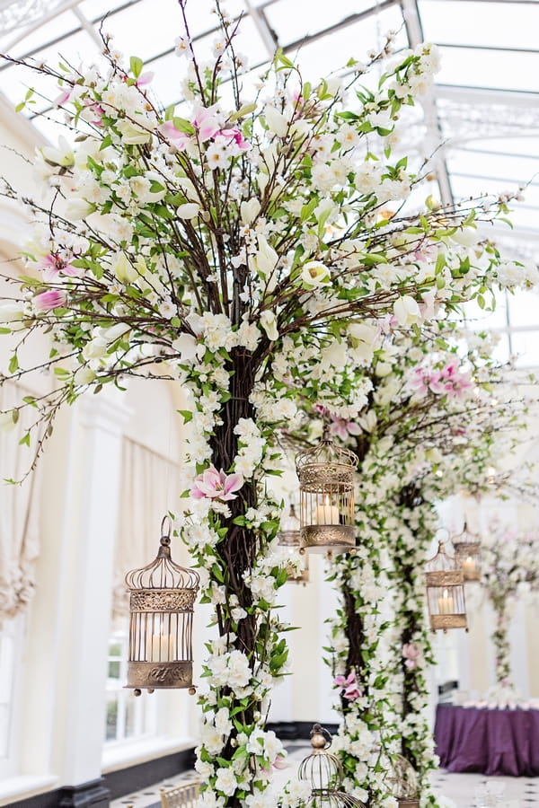 Trees in middle of wedding table