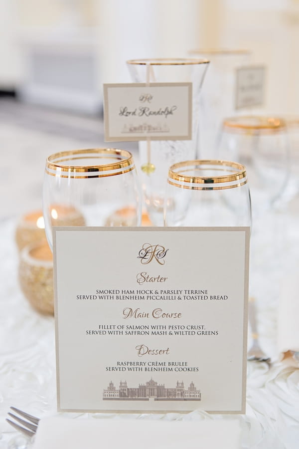 Wedding menu and glasses