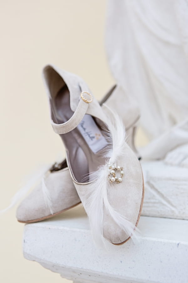 Grey suede wedding shoes