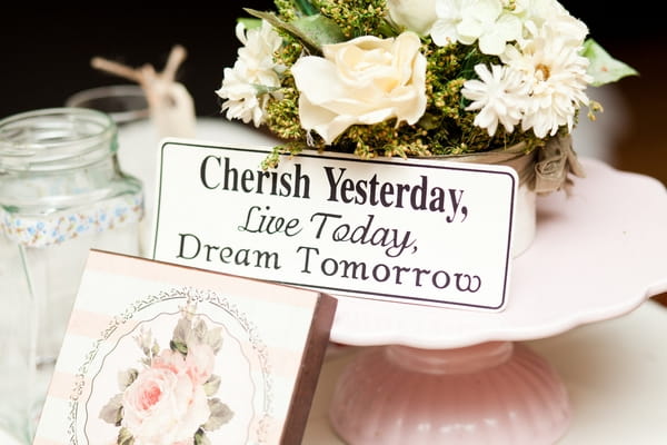 Small sign on wedding table