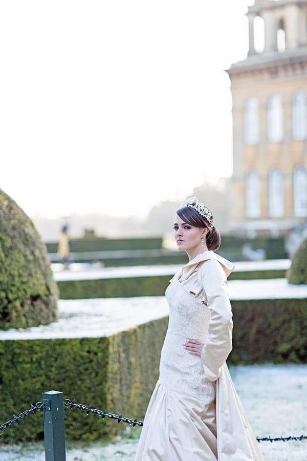 Bride in grounds of Blenheim Palace