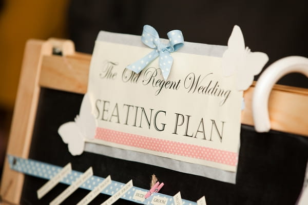 Top of shabby chic wedding table plan