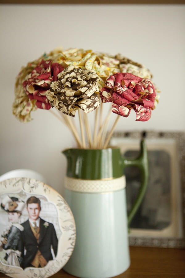 Paper bouquet in jug