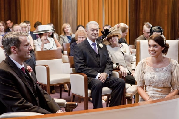 Bride and groom in Town Hall wedding