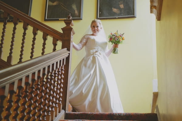 Bride on stairs