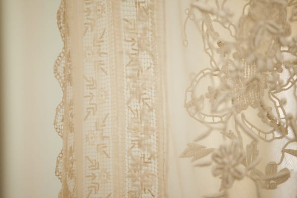 Detail on vintage wedding dress