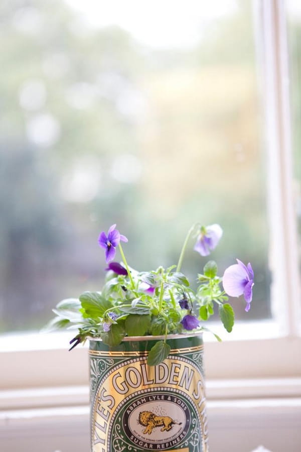 Flowers in Golden Syrup tin