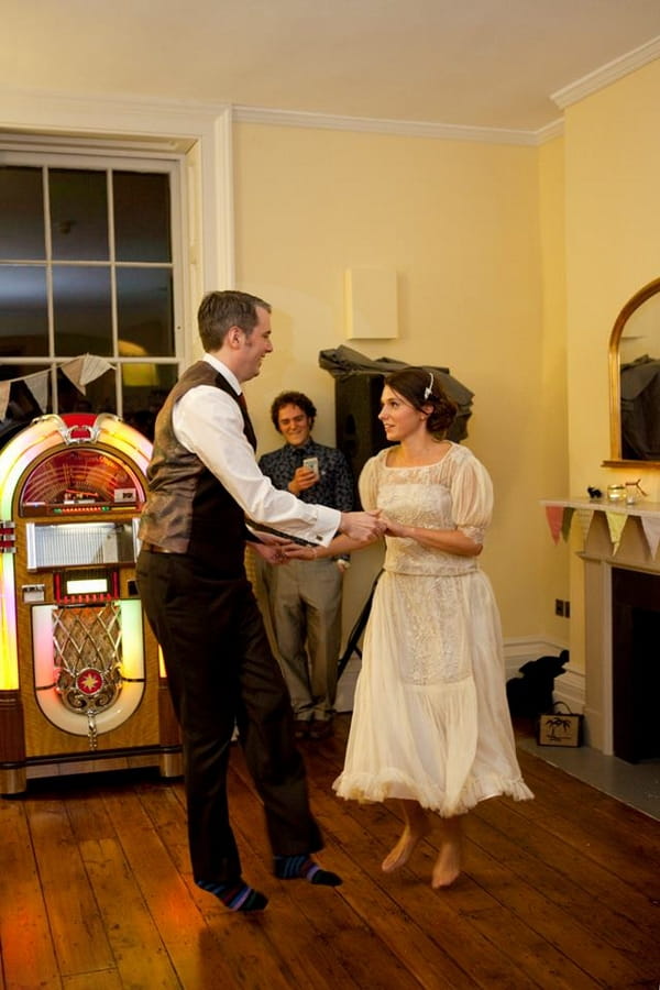 Bride and groom dancing