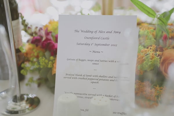 Wedding menu