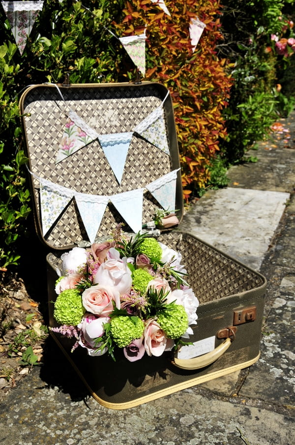 Vintage suitcase with flowers