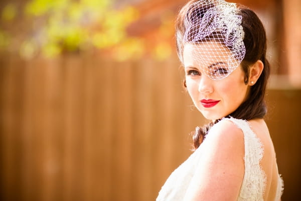 Vintage bride with birdcage veil