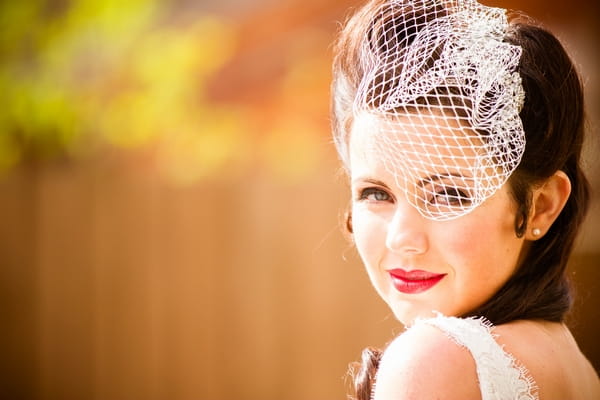 Vintage bride with birdcage veil