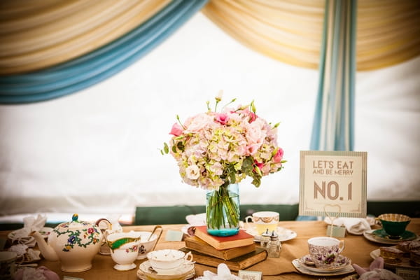 Table with vintage wedding items