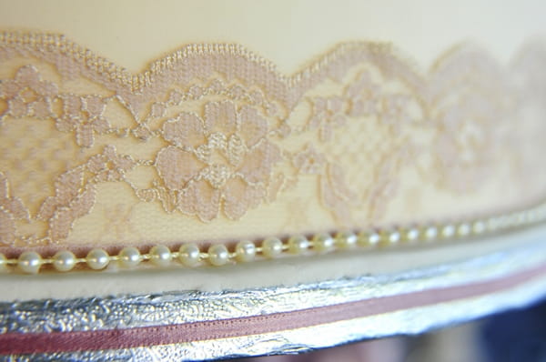 Lace on wedding cake tier