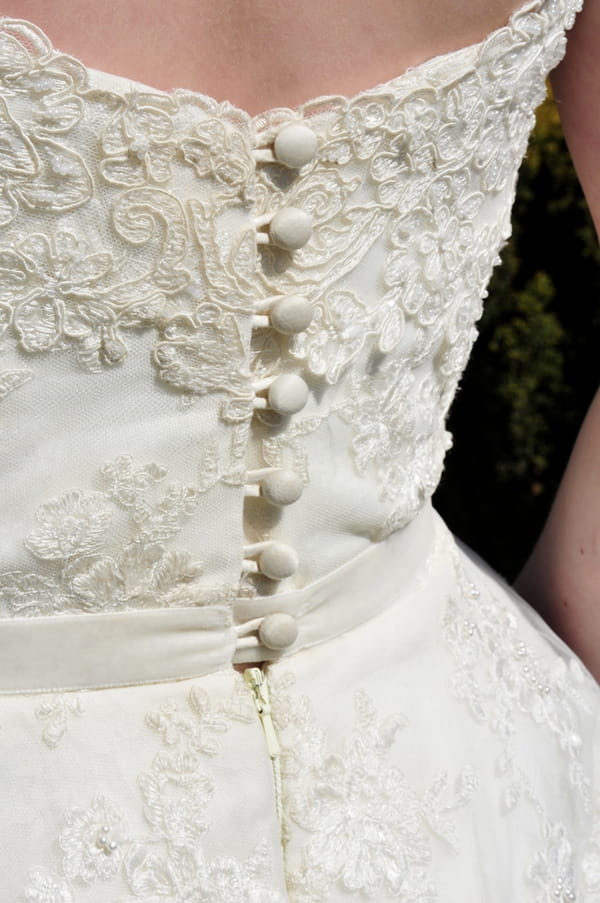 Back of bride's lace dress