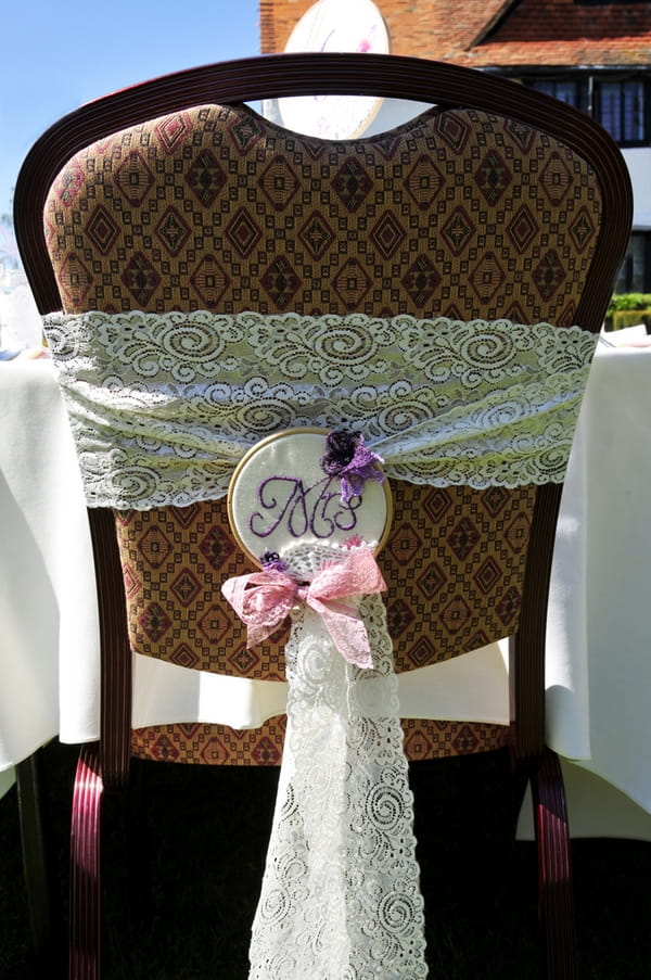 Chair with lace sash