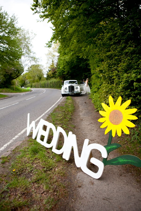 Wedding sign at side of the road