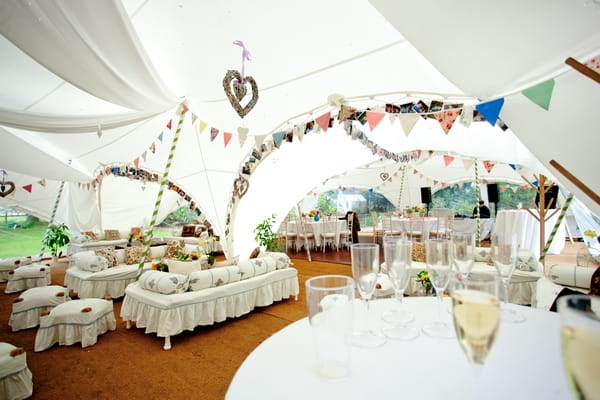 Wedding decorations inside marquee