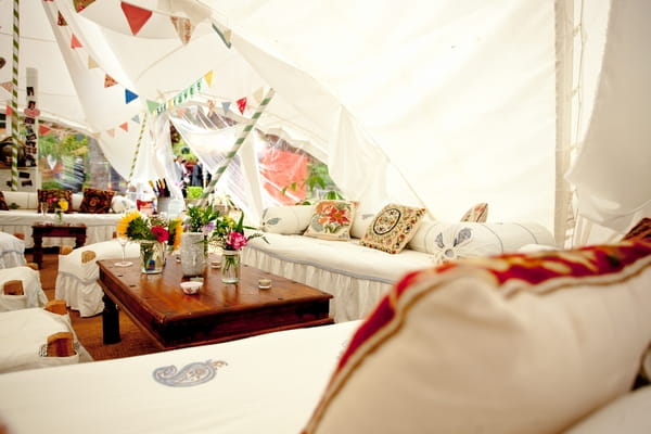 Inside wedding marquee