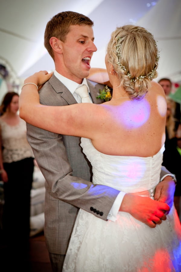 Bride and groom dancing